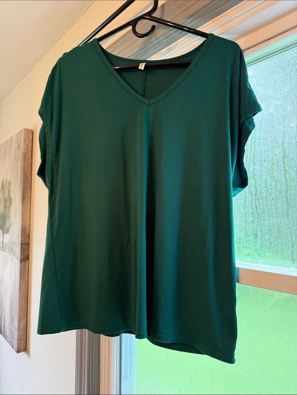 HALARA Women's Short Sleeve V-Neck Top - Teal Green